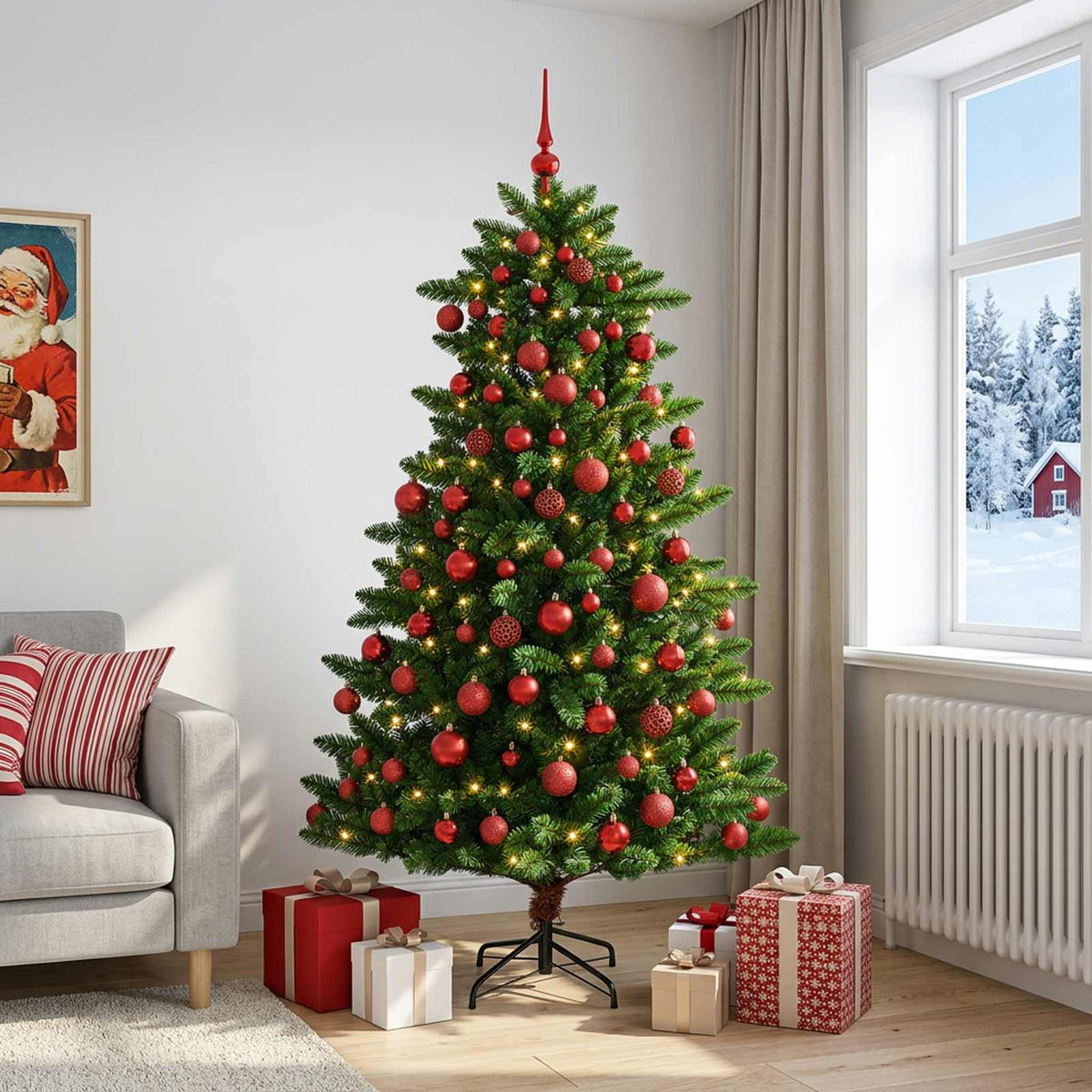 Artificial Christmas Tree with Bauble 180 cm 300 LEDs