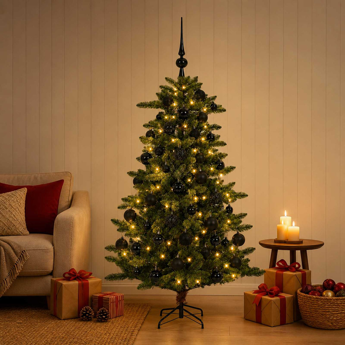 Artificial Christmas Tree with Bauble 120 cm 150 LEDs