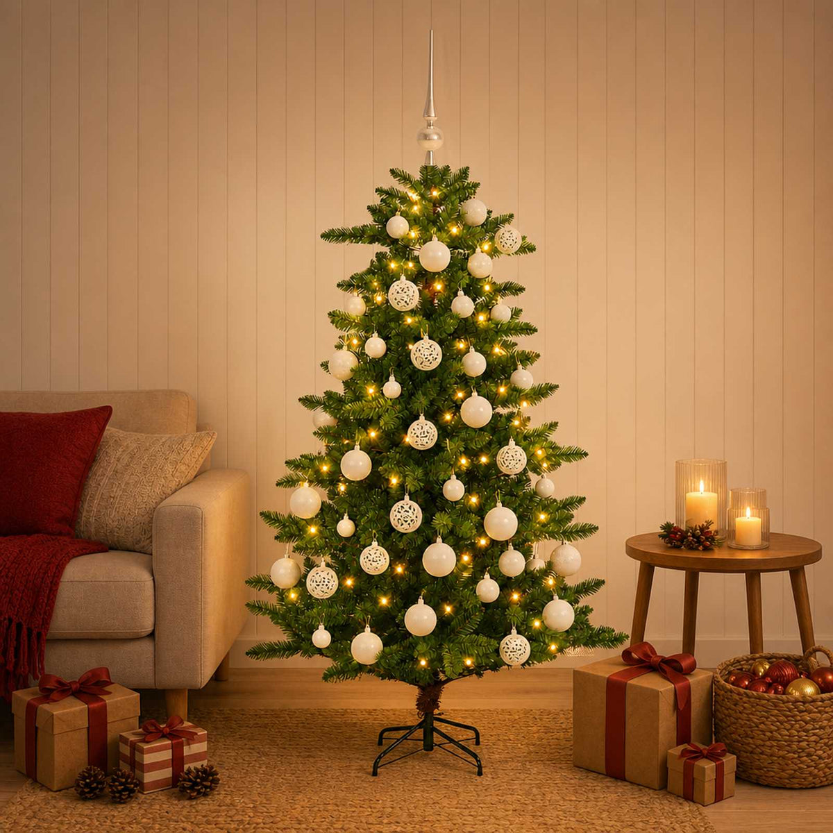 Artificial Christmas Tree with Bauble 120 cm 150 LEDs