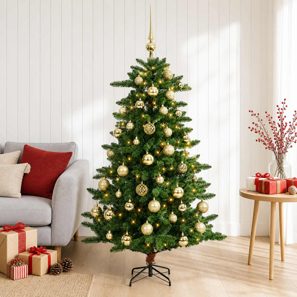 Artificial Christmas Tree with Bauble 150 cm 150 LEDs
