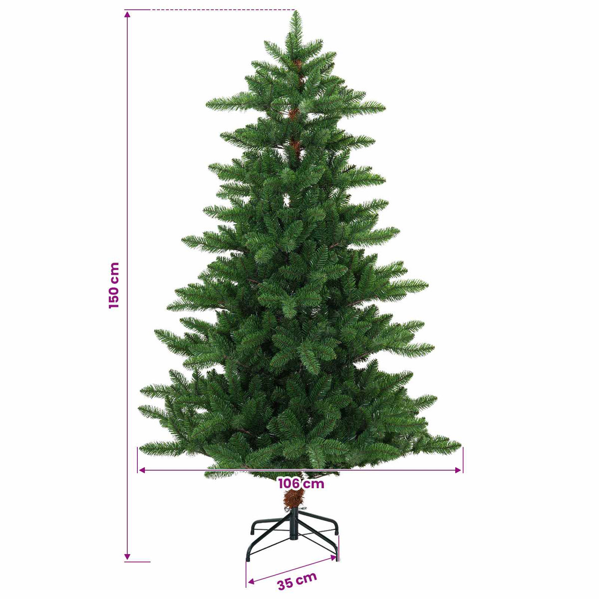 Artificial Christmas Tree with Bauble 150 cm 150 LEDs