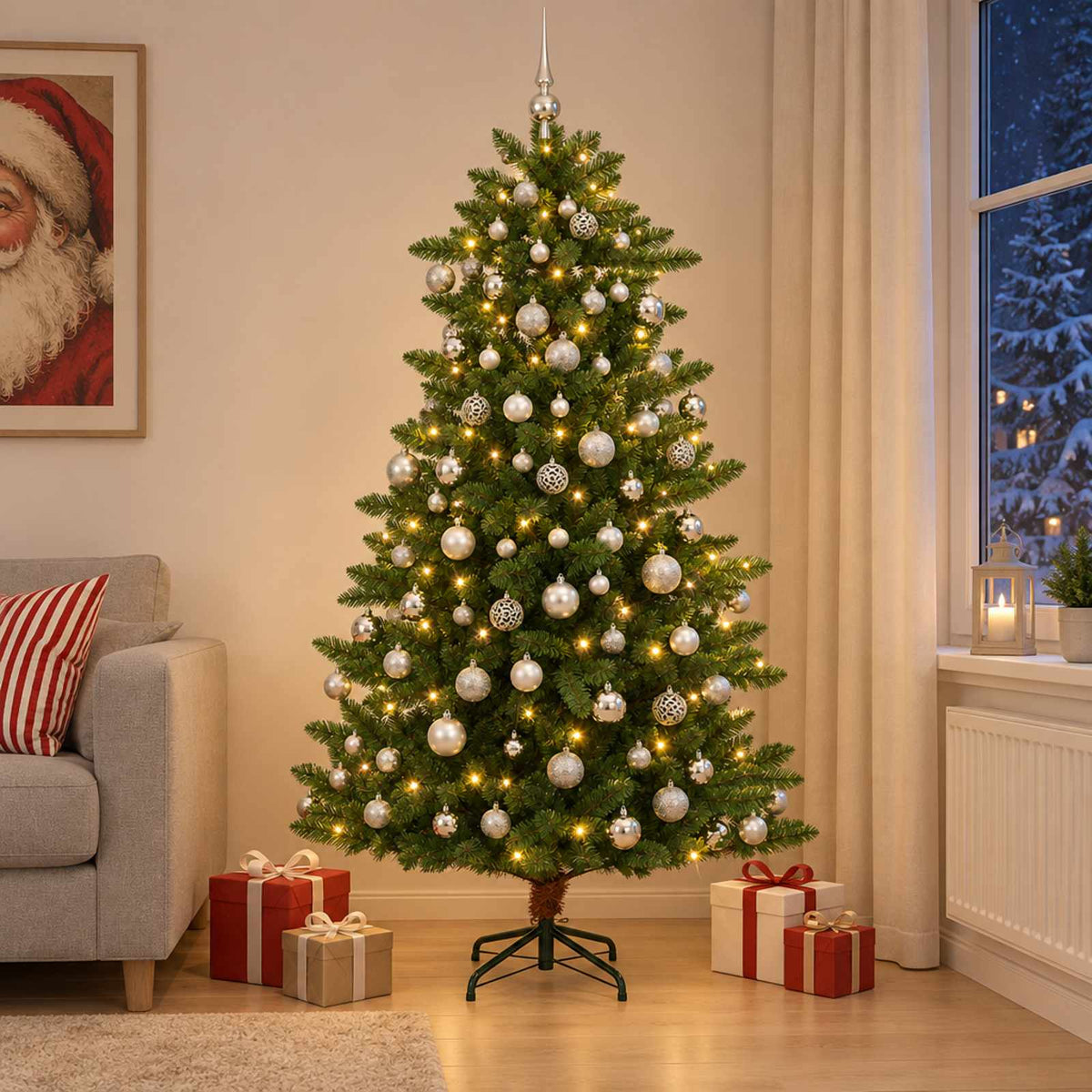 Artificial Christmas Tree with Bauble 180 cm 300 LEDs
