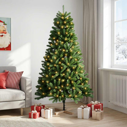 Artificial Christmas Tree 150 cm 150 LEDs Warm White PVC Green