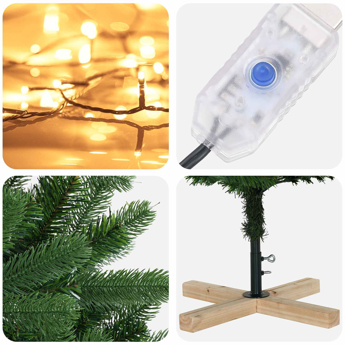 Artificial Christmas Tree 150 cm 150 LEDs Warm White PVC Green