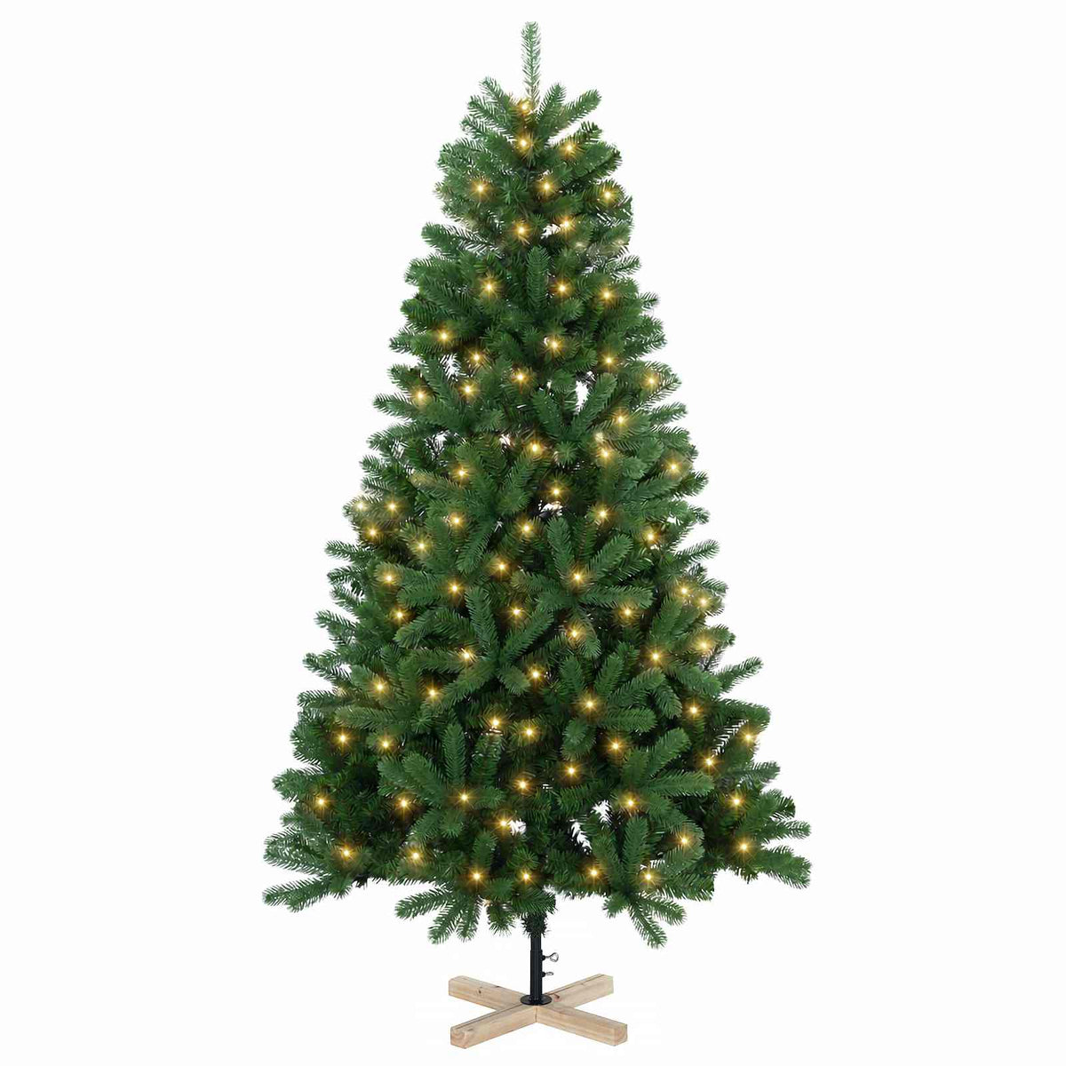 Artificial Christmas Tree 150 cm 150 LEDs Warm White PVC Green