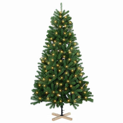 Artificial Christmas Tree 150 cm 150 LEDs Warm White PVC Green