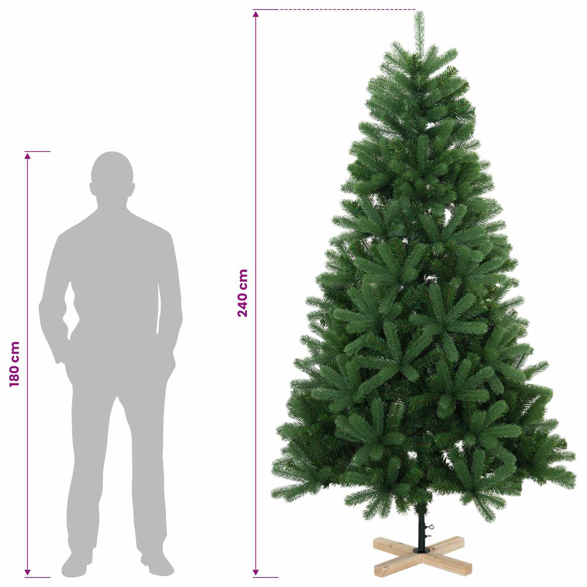 Artificial Christmas Tree 240 cm 300 LEDs Warm White PVC Green