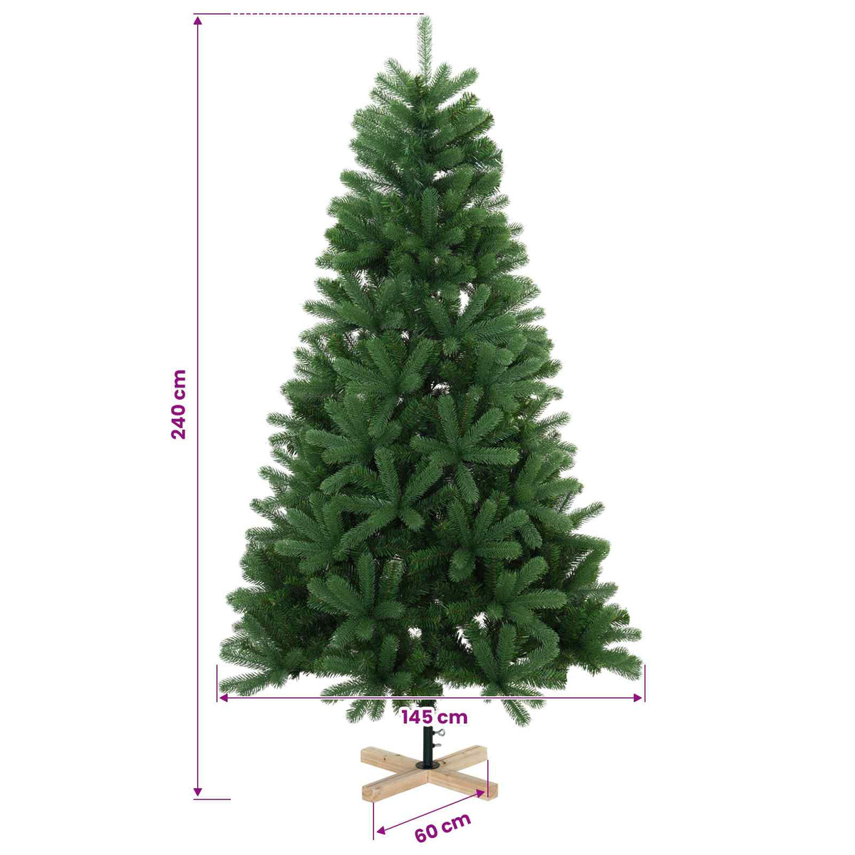 Artificial Christmas Tree 240 cm 300 LEDs Warm White PVC Green