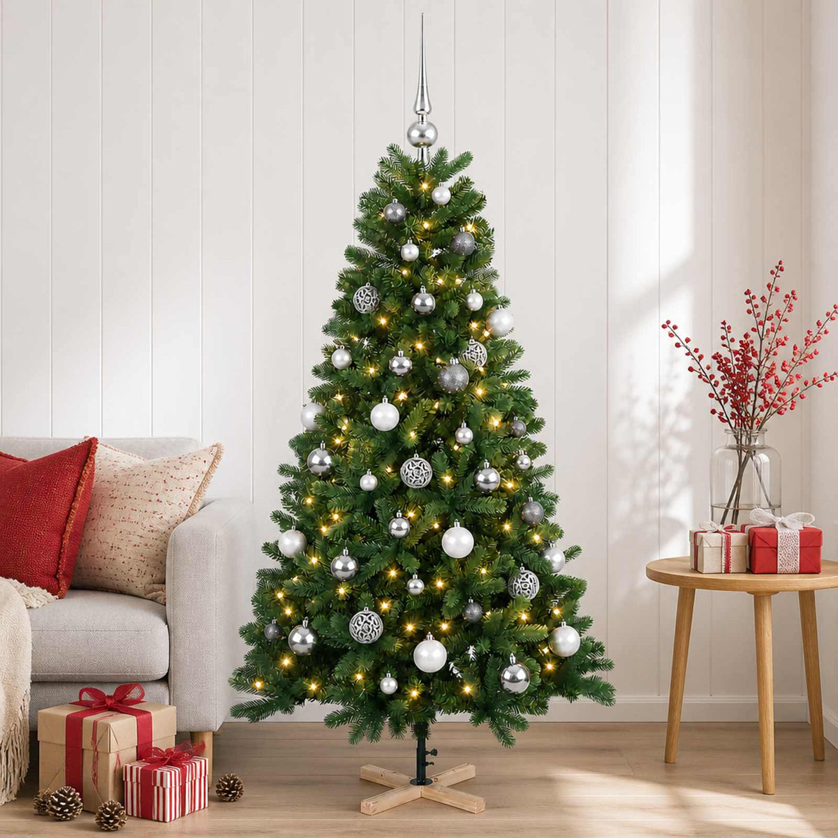Artificial Christmas Tree with Bauble 150 cm 150 LEDs