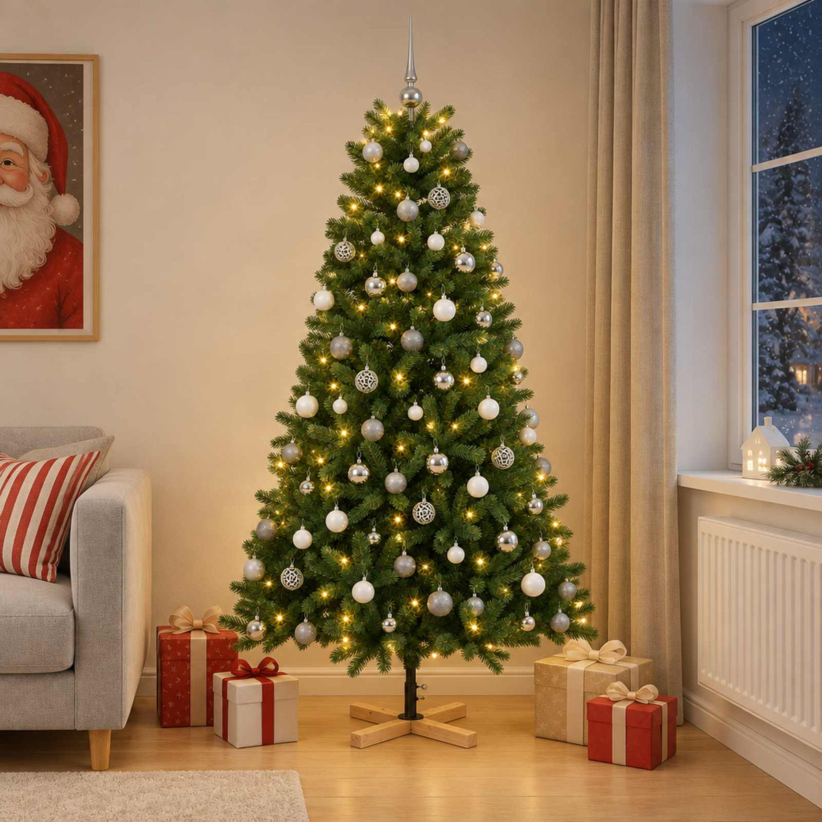 Artificial Christmas Tree with Bauble 180 cm 300 LEDs
