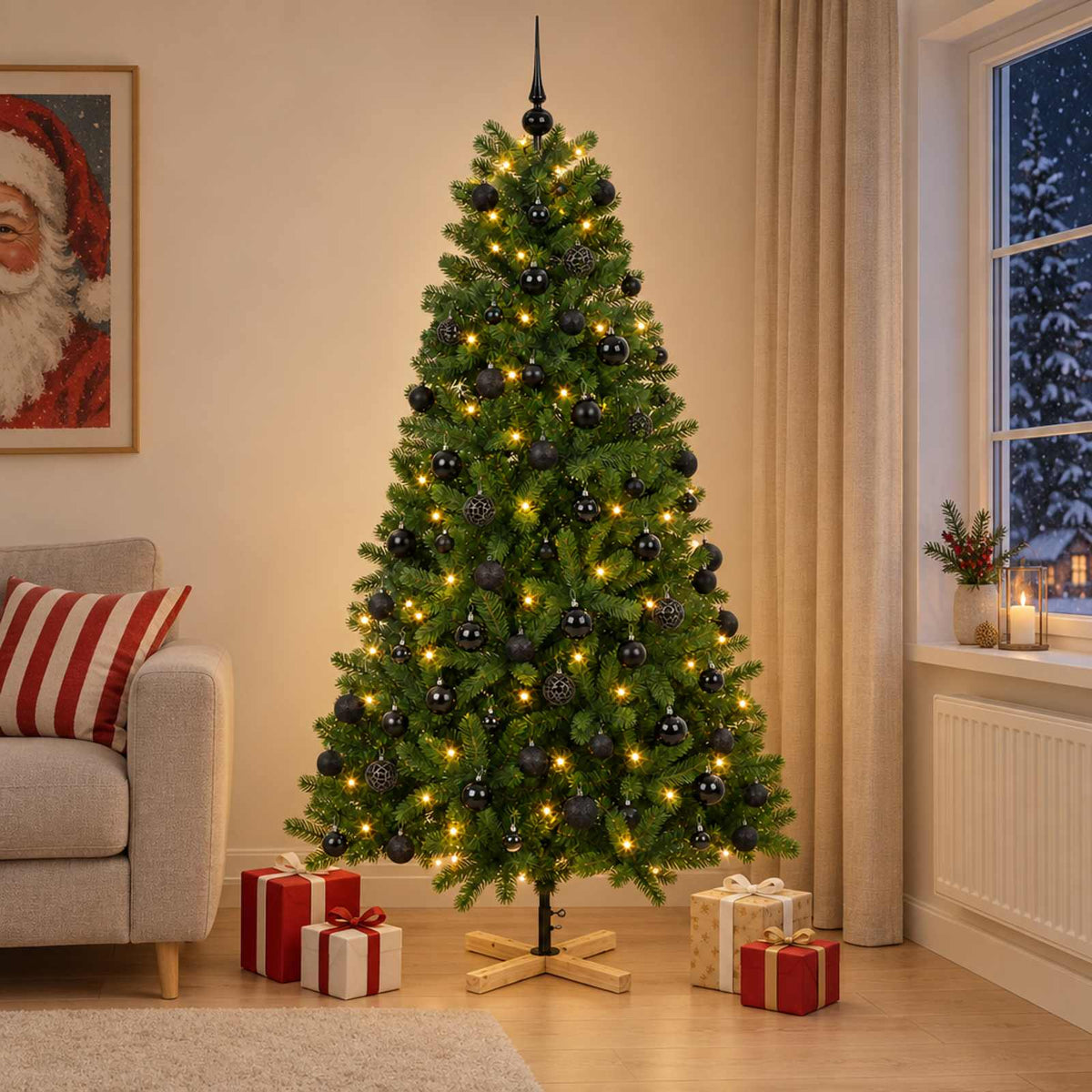 Artificial Christmas Tree with Bauble 210 cm 300 LEDs