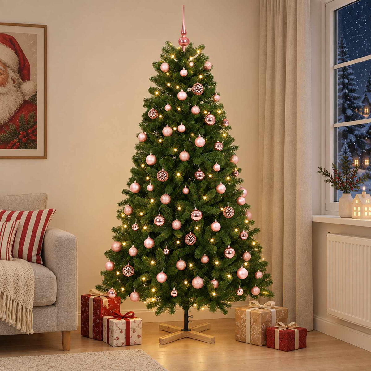 Artificial Christmas Tree with Bauble 210 cm 300 LEDs
