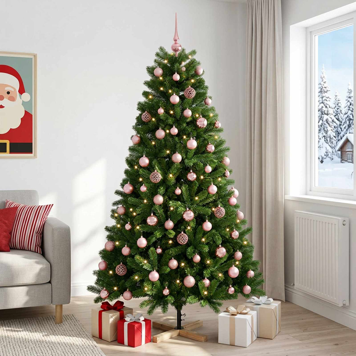 Artificial Christmas Tree with Bauble 210 cm 300 LEDs