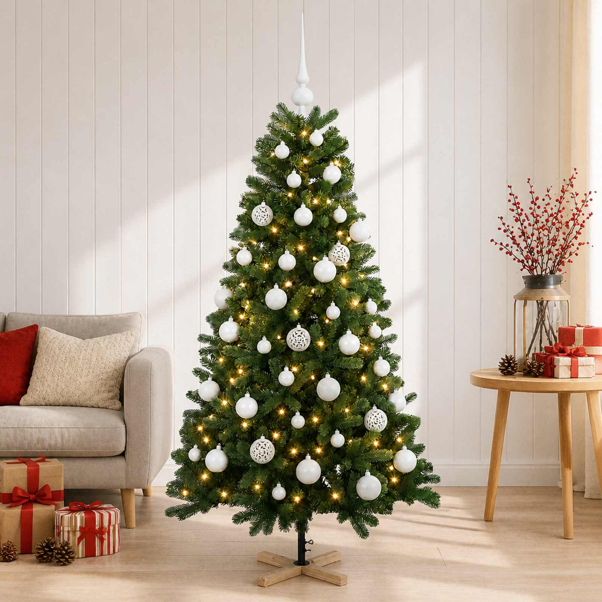 Artificial Christmas Tree with Bauble 150 cm 150 LEDs