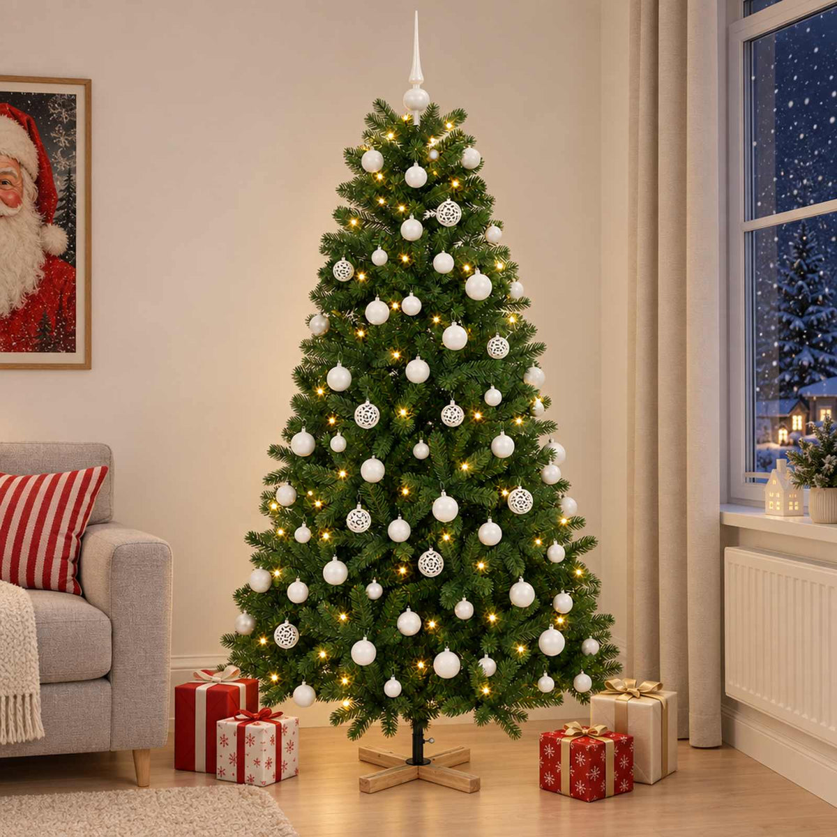 Artificial Christmas Tree with Bauble 210 cm 300 LEDs