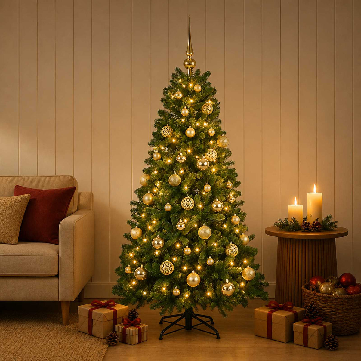 Artificial Christmas Tree with Bauble 150 cm 150 LEDs