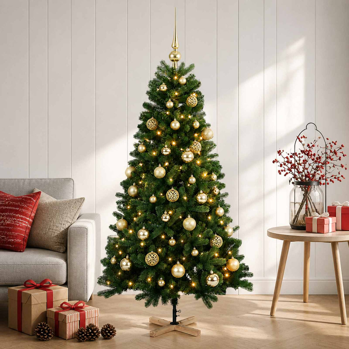 Artificial Christmas Tree with Bauble 150 cm 150 LEDs
