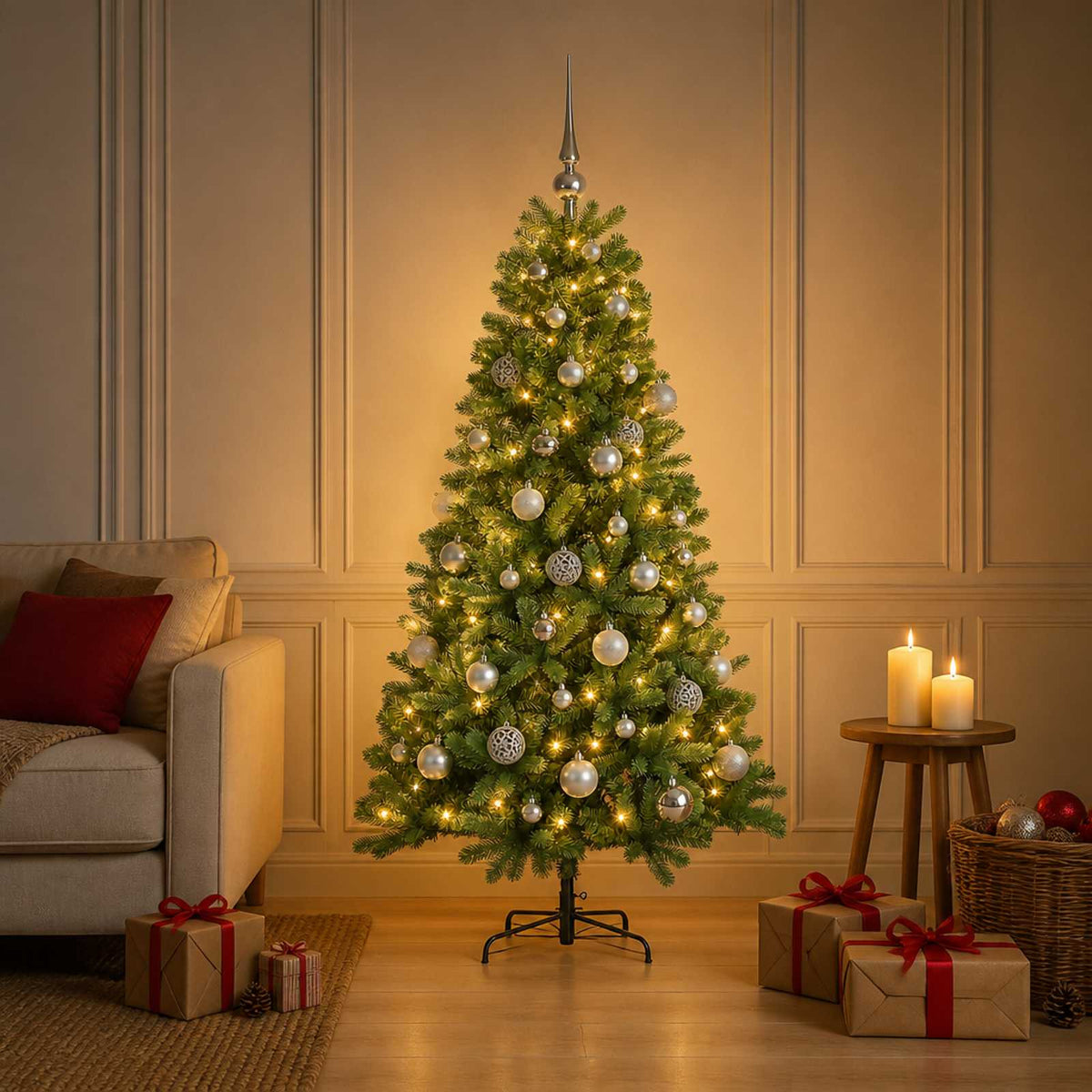 Artificial Christmas Tree with Bauble 150 cm 150 LEDs