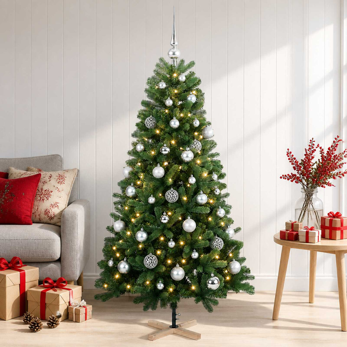Artificial Christmas Tree with Bauble 150 cm 150 LEDs