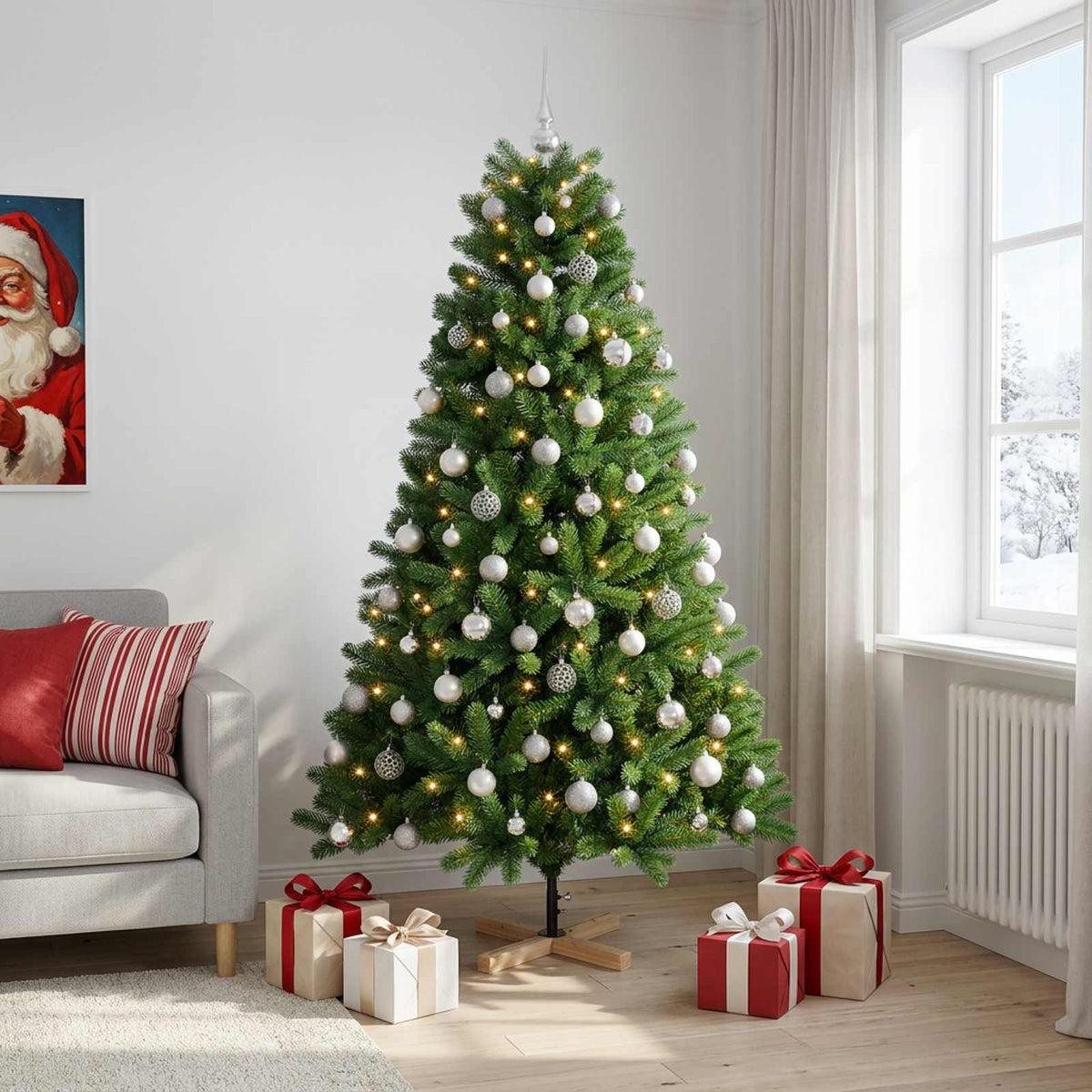 Artificial Christmas Tree with Bauble 210 cm 300 LEDs