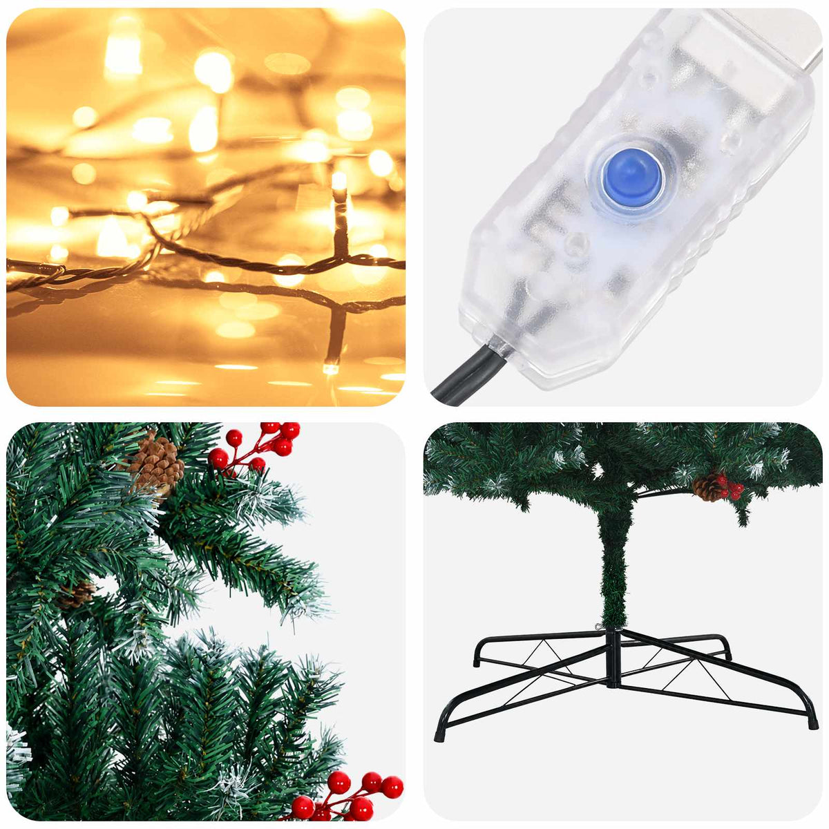 Artificial Hinged Christmas Tree 500 cm 900 LEDs Warm White