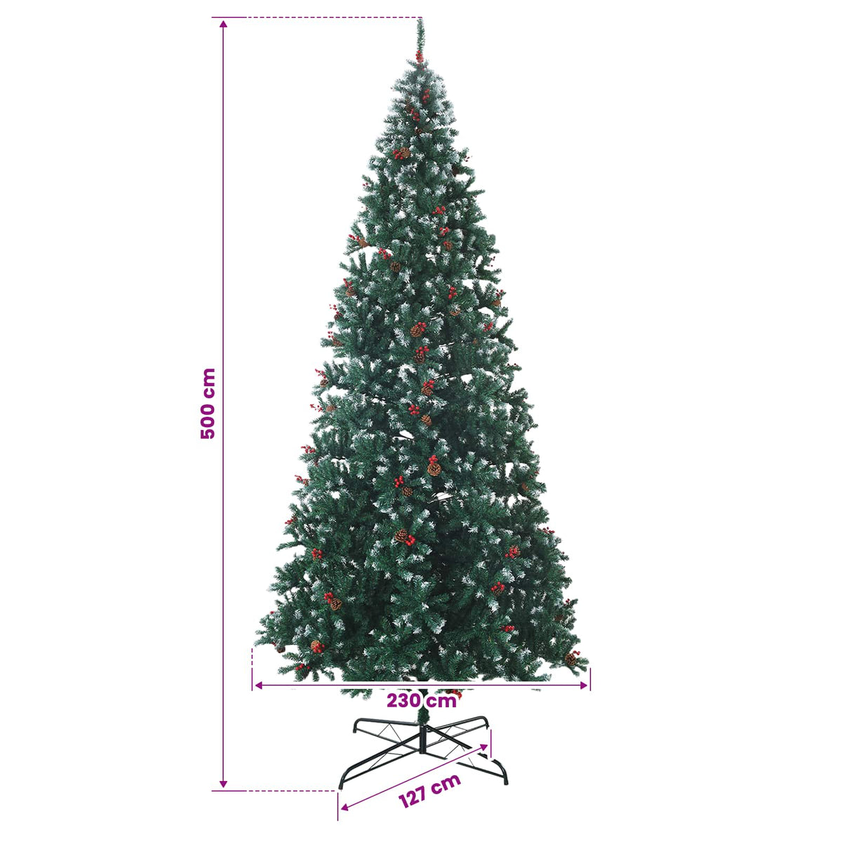 Artificial Hinged Christmas Tree 500 cm 900 LEDs Warm White