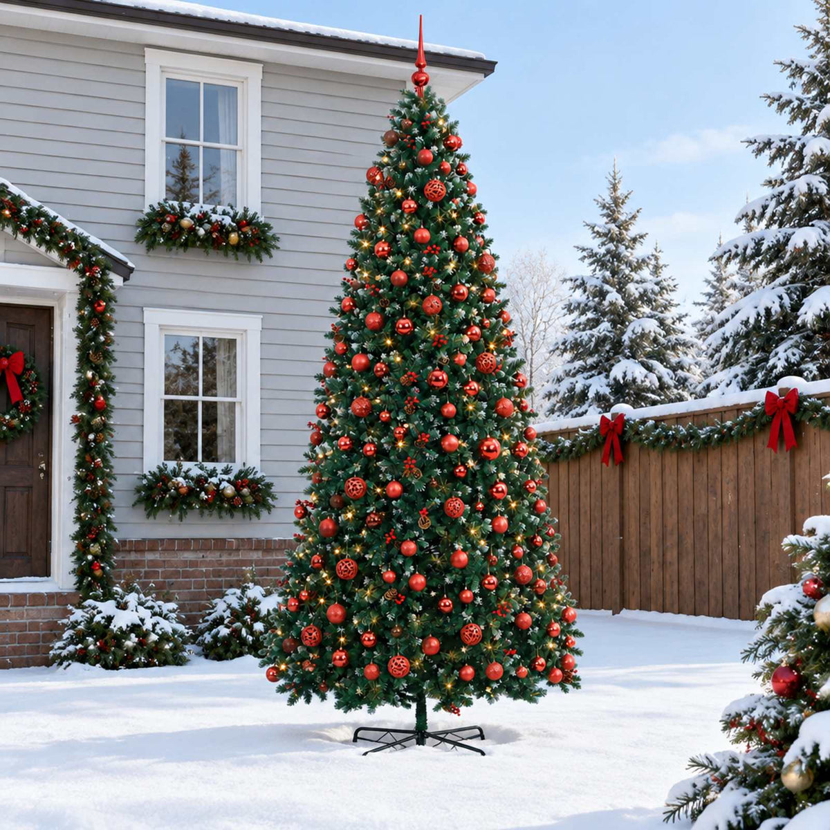 Artificial Hinged Christmas Tree with Bauble 400 cm 600 LEDs