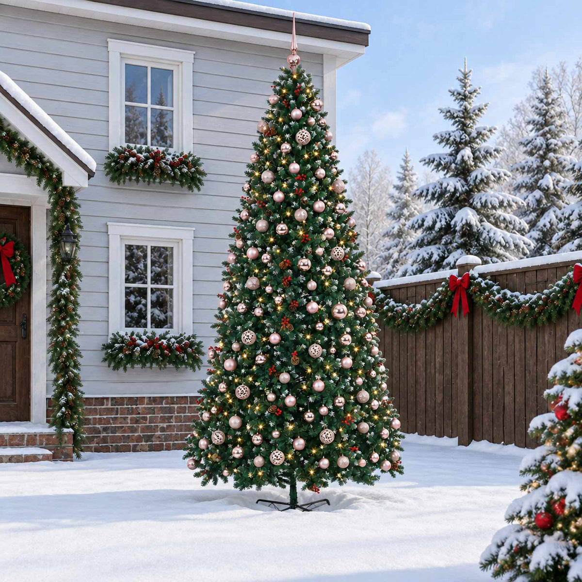 Artificial Hinged Christmas Tree with Bauble 400 cm 600 LEDs