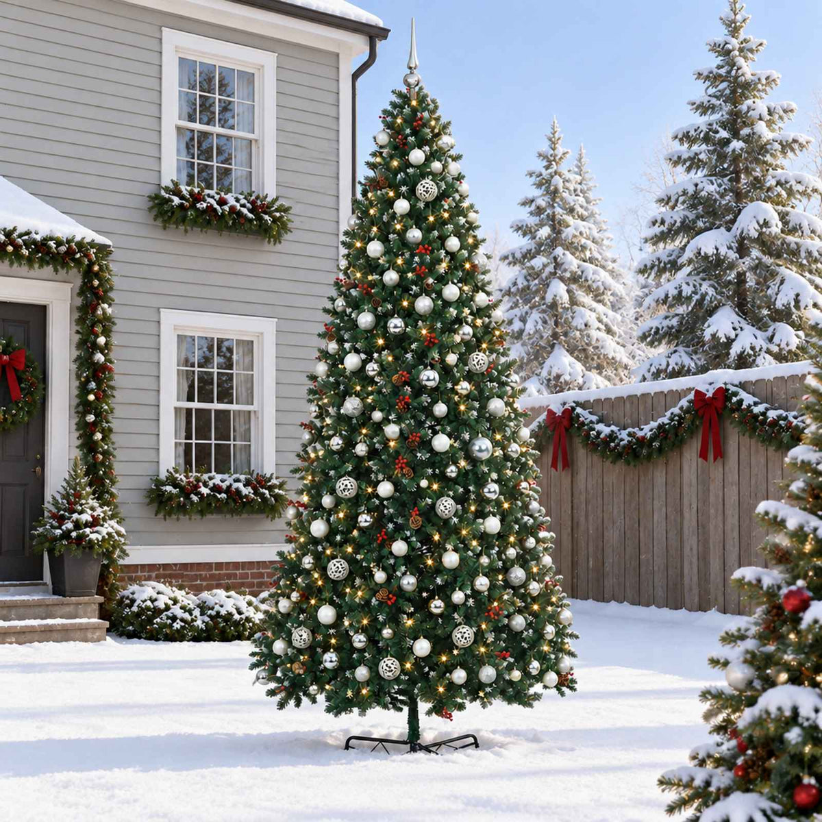 Artificial Hinged Christmas Tree with Bauble 400 cm 600 LEDs