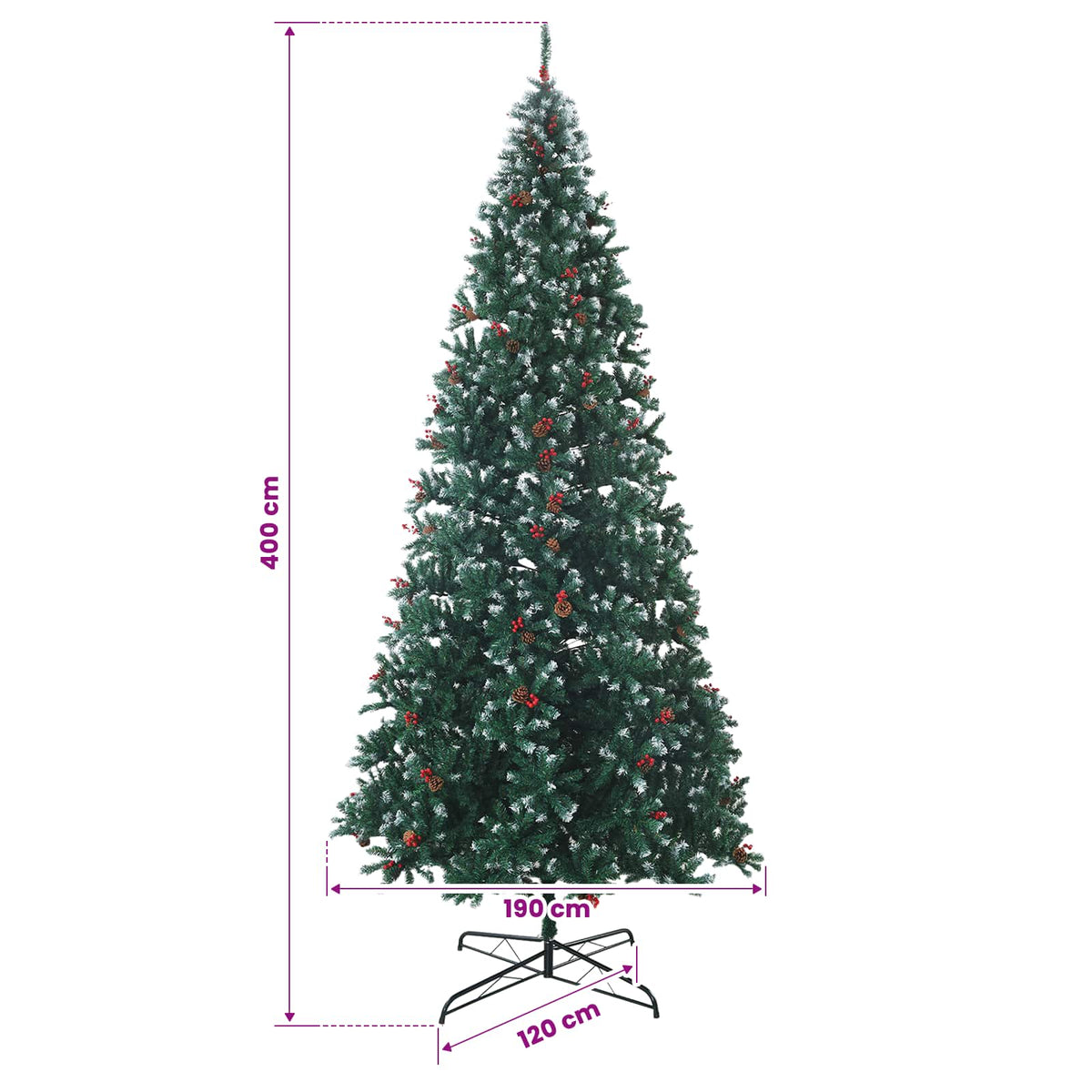 Artificial Hinged Christmas Tree with Bauble 400 cm 600 LEDs