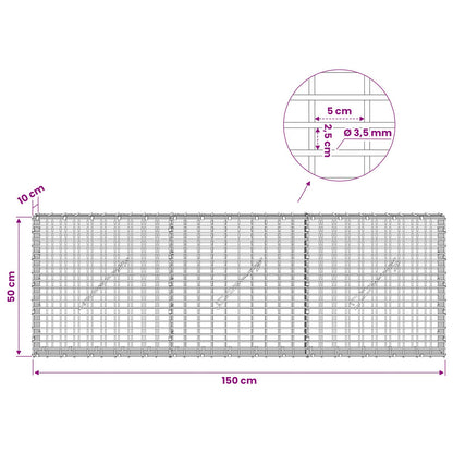 Gabion with 3.5 mm Wire and 5x2.5 cm Mesh 150x10x50 cm