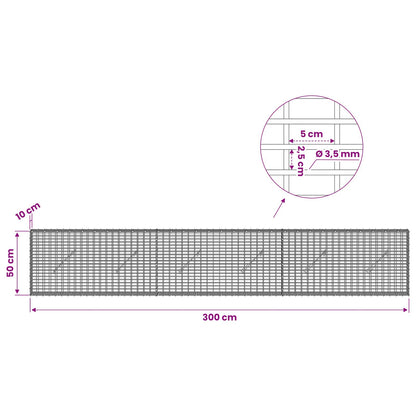 Gabion with 3.5 mm Wire and 5x2.5 cm Mesh 300x10x50 cm