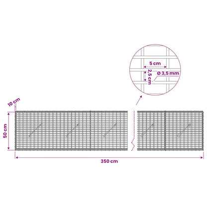 Gabion with 3.5 mm Wire and 5x2.5 cm Mesh 350x10x50 cm