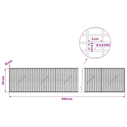 Gabion with 3.5 mm Wire and 5x2.5 cm Mesh 850x10x50 cm