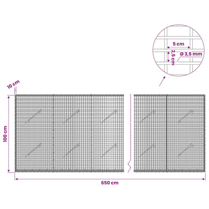 Gabion with 3.5 mm Wire and 5x2.5 cm Mesh 650x10x100 cm