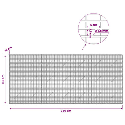 Gabion with 3.5 mm Wire and 5x2.5 cm Mesh 350x10x150 cm