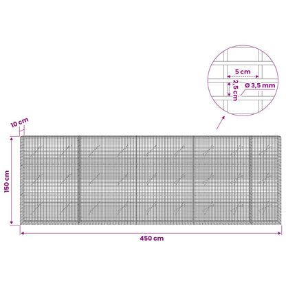 Gabion with 3.5 mm Wire and 5x2.5 cm Mesh 450x10x150 cm