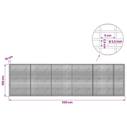 Gabion with 3.5 mm Wire and 5x2.5 cm Mesh 550x10x150 cm