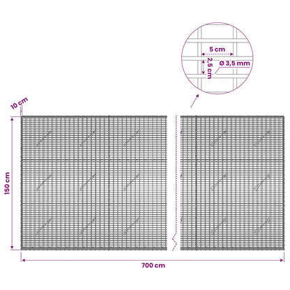 Gabion with 3.5 mm Wire and 5x2.5 cm Mesh 700x10x150 cm