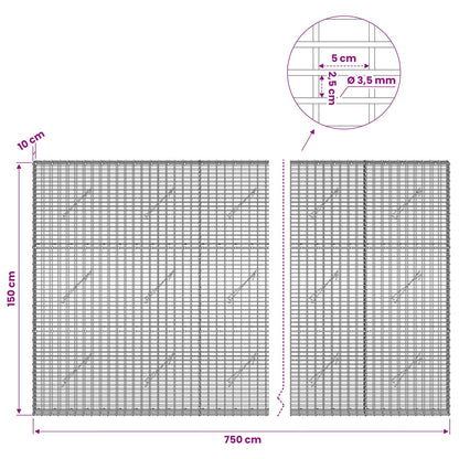 Gabion with 3.5 mm Wire and 5x2.5 cm Mesh 750x10x150 cm