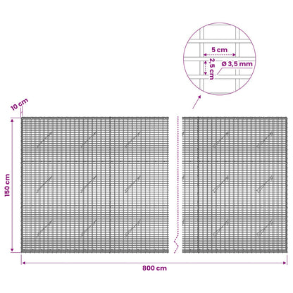 Gabion with 3.5 mm Wire and 5x2.5 cm Mesh 800x10x150 cm