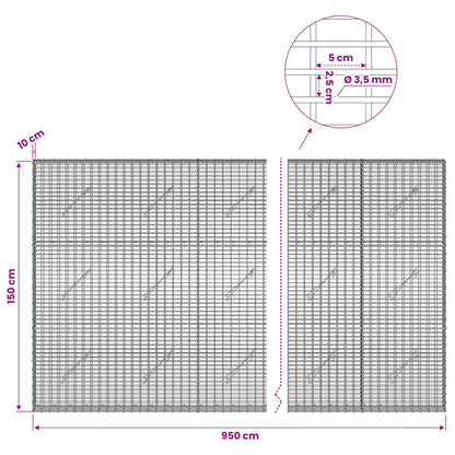 Gabion with 3.5 mm Wire and 5x2.5 cm Mesh 950x10x150 cm