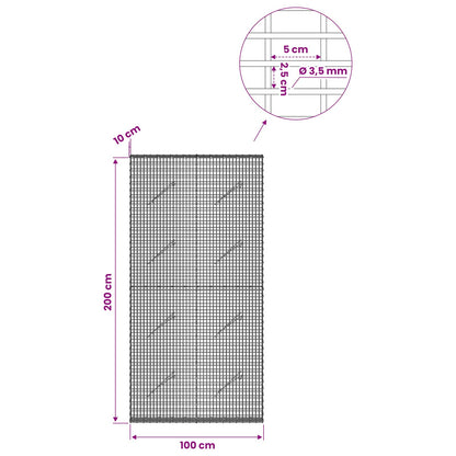 Gabion with 3.5 mm Wire and 5x2.5 cm Mesh 100x10x200 cm