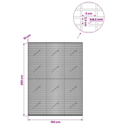 Gabion with 3.5 mm Wire and 5x2.5 cm Mesh 150x10x200 cm