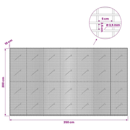 Gabion with 3.5 mm Wire and 5x2.5 cm Mesh 350x10x200 cm