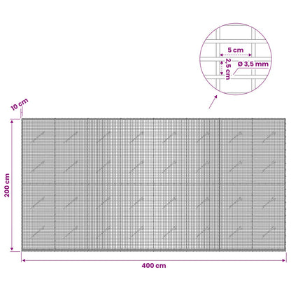 Gabion with 3.5 mm Wire and 5x2.5 cm Mesh 400x10x200 cm