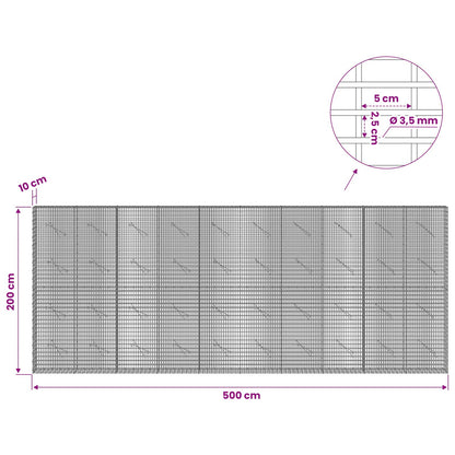 Gabion with 3.5 mm Wire and 5x2.5 cm Mesh 500x10x200 cm