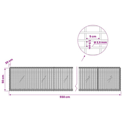 Gabion with 3.5 mm Wire and 5x2.5 cm Mesh 550x20x50 cm