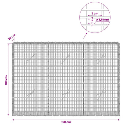 Gabion with 3.5 mm Wire and 5x2.5 cm Mesh 150x20x100 cm