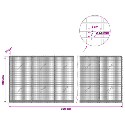 Gabion with 3.5 mm Wire and 5x2.5 cm Mesh 650x20x100 cm